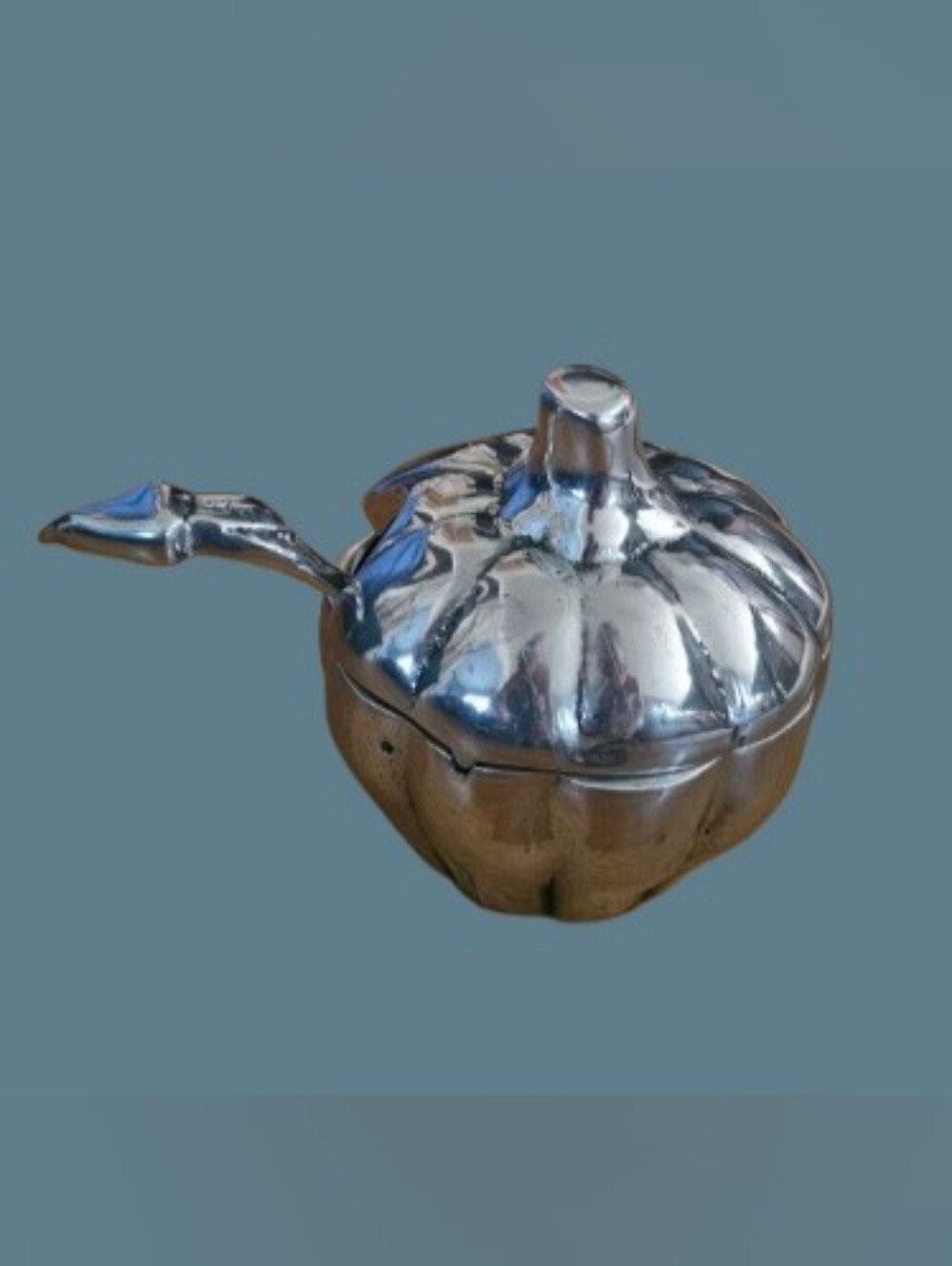 Food Safe, Aluminum, Pumpkin shaped Serving Bowl with, Lid & Serving spoon